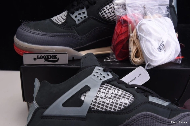 Kicked Out Shoe Store Jordan Bred White Air x Off Retro 4 CV9388-001 0710